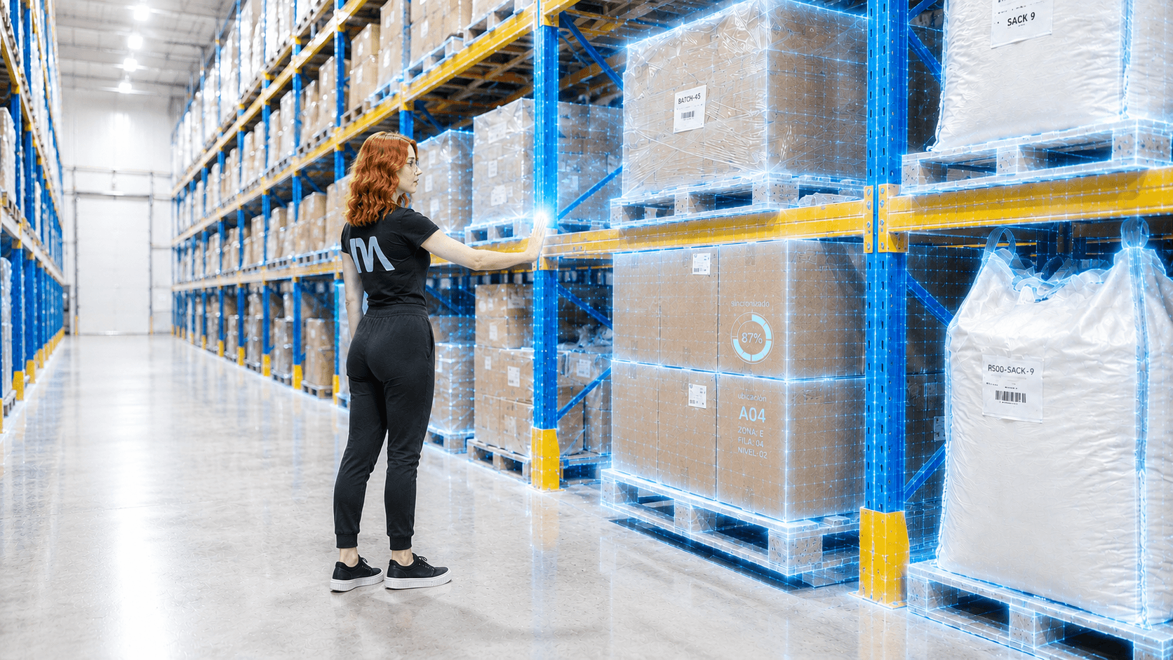 Lyna teammate reviewing the inventory digital twin in the warehouse